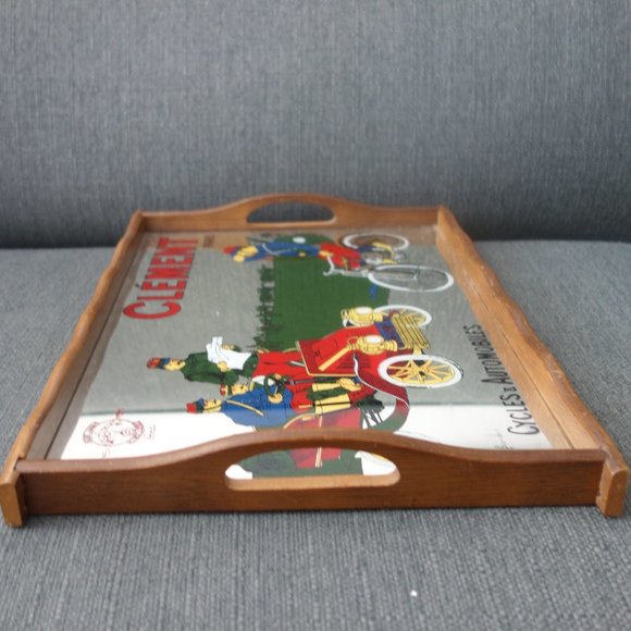 Vintage Clement Paris Cycles & Automobiles Mirror Glass Tray - Picture 7 of 12